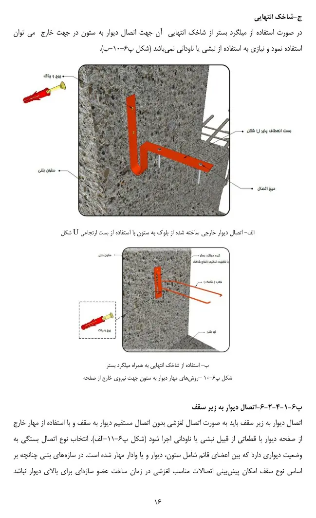 اتصالات کشویی دیوار به ستون و سقف